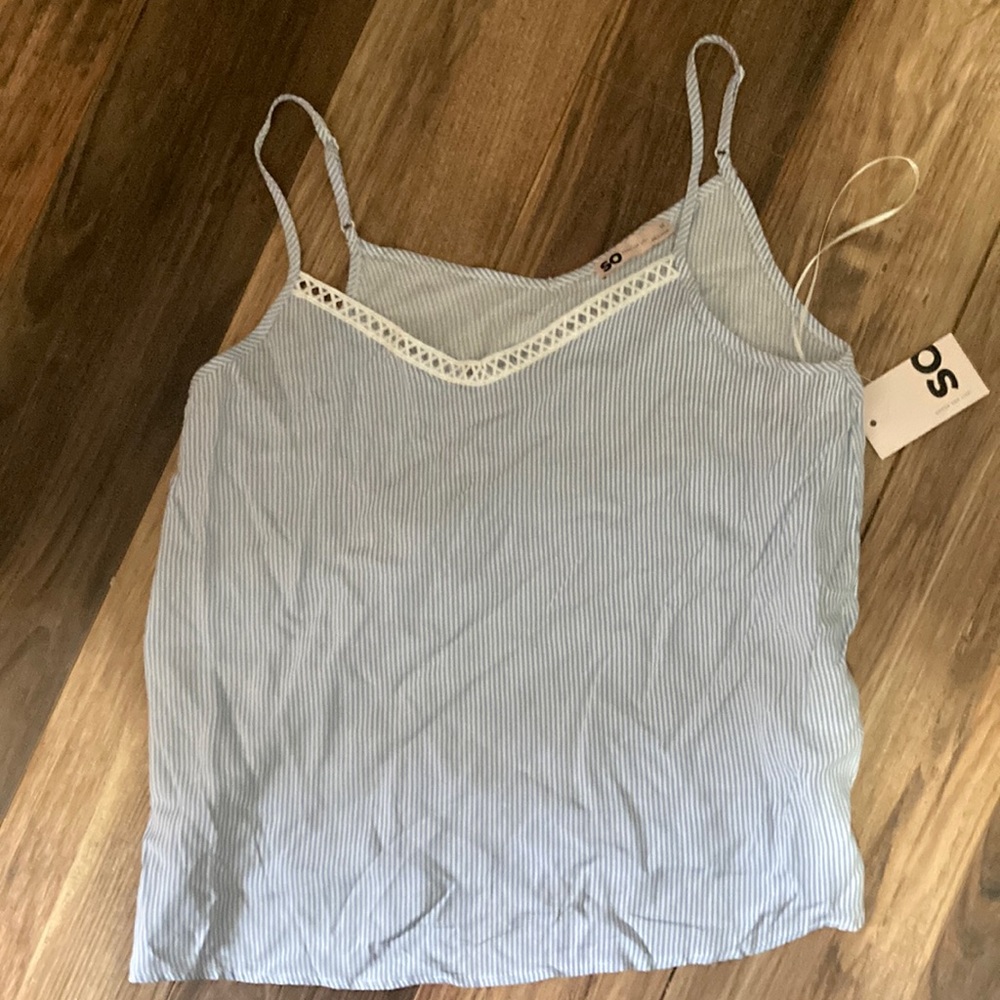 Blue and white tank top